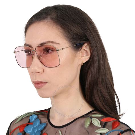 Gucci Pink Oversized Ladies Sunglasses GG0394S 004 62